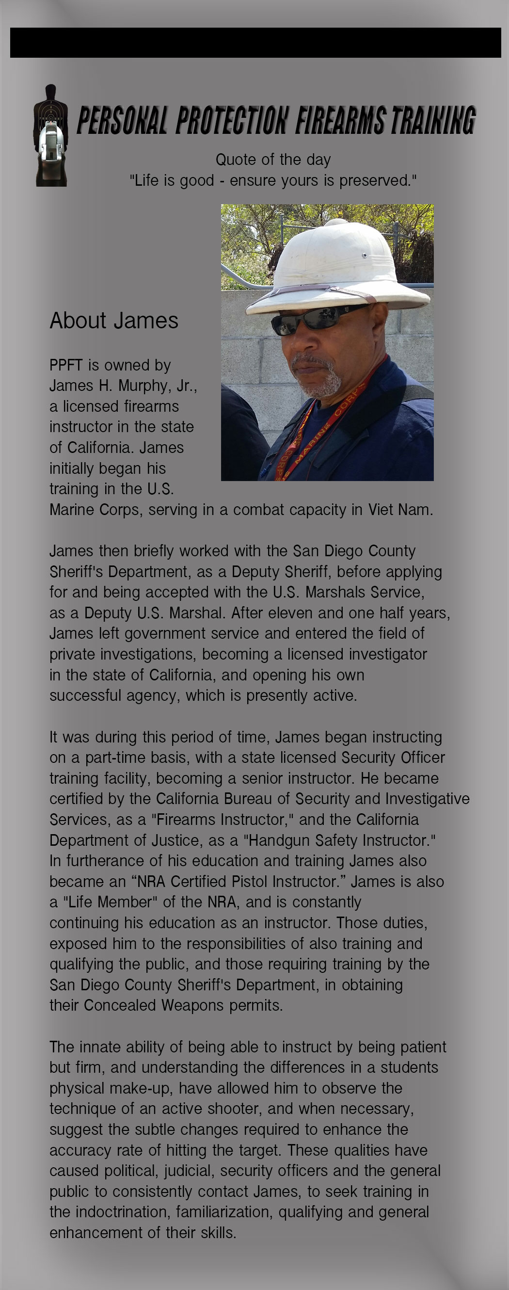James H Murphy Jr, firearms Instructor, Private Investigator