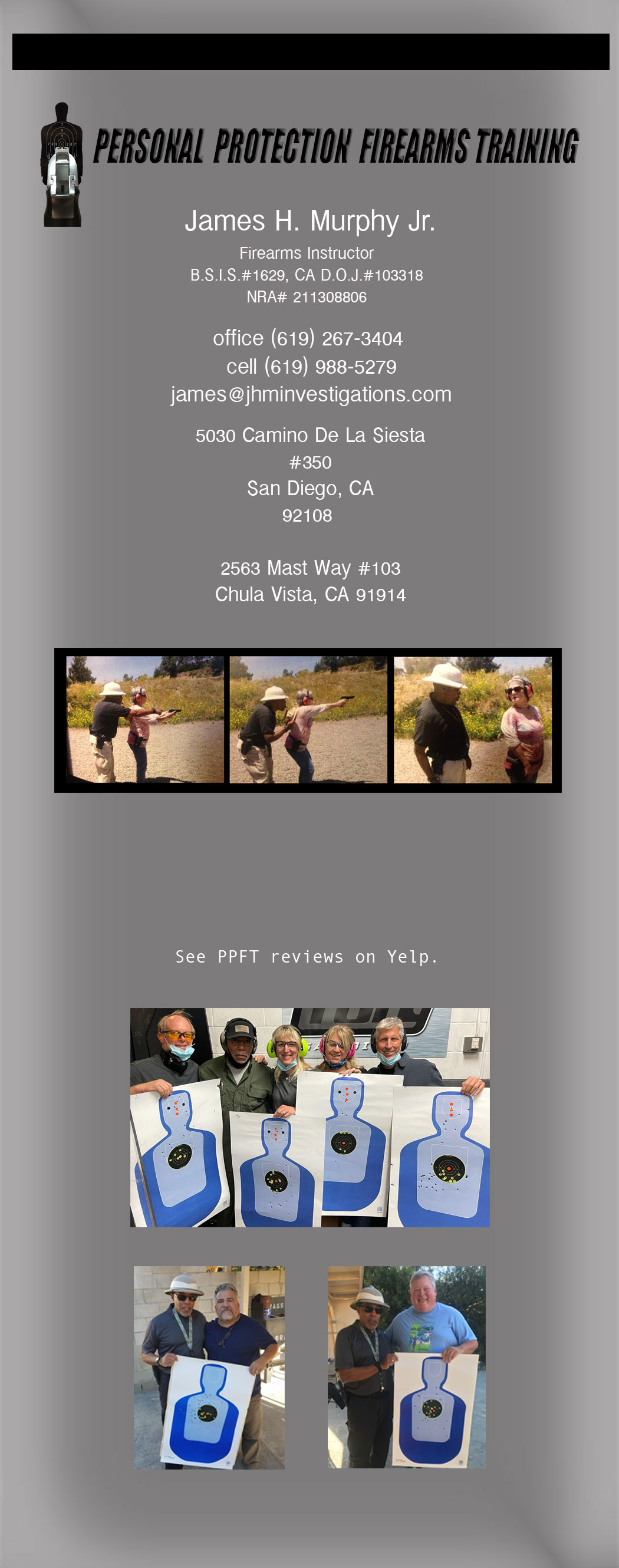 James H Murphy Jr, firearms Instructor, Private Investigator